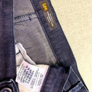 Lee Womens 18 medium relaxed fit straight leg mid rise blue denim trouser jean